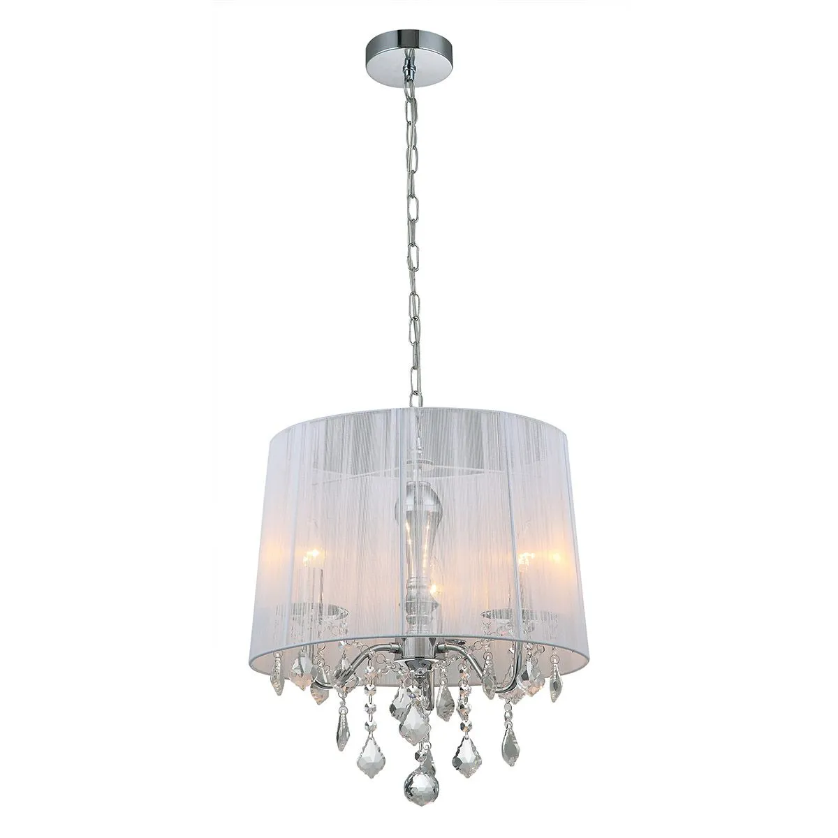 Cornelia, klasyczna lampa wisząca, chromowana, biała, E14, MDM-2572/3 W